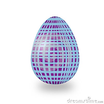 Easter egg with abstract geometric ornament with blue and purple lines on white background Stock Photo