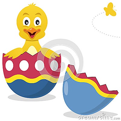 Easter Egg with Chick Surprise Vector Illustration