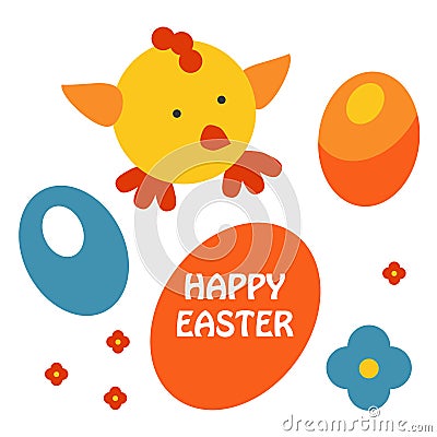Easter egg and chicken card vector Vector Illustration