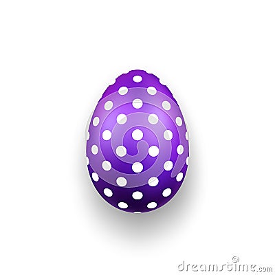 Easter egg 3D icon. Cute violet egg, isolated white background. Bright realistic design, decoration for Happy Easter Vector Illustration