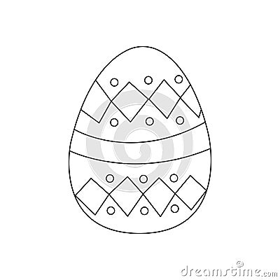 Easter egg decorated with abstract rhombuses. Vector isolated doodle Cartoon Illustration