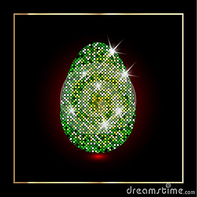 Easter egg decorative diamond, shiny glittering egg with luxury starry texure. for Greeting, Invitation Cute Card Vector Illustration