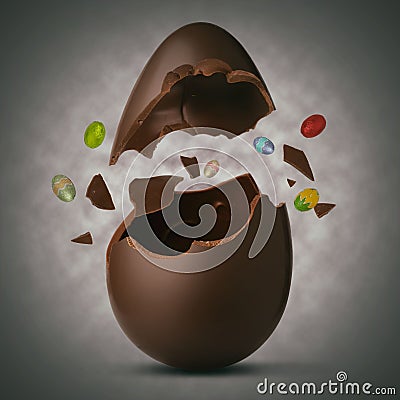 Easter egg exploded Stock Photo