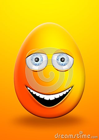 Easter Egg With Eyes and Mouth Feeling Happy and Cheerfull 3D Il Stock Photo
