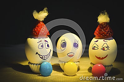 Easter egg family in christmas with wonder baby with colorful objects Stock Photo