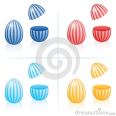Easter Egg Fillable Boxes Stripes Plastic Items Vector Illustration