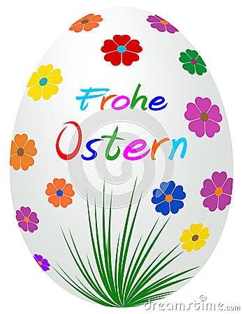 Easter Egg with german greetings on white isolated background. Vector Illustration