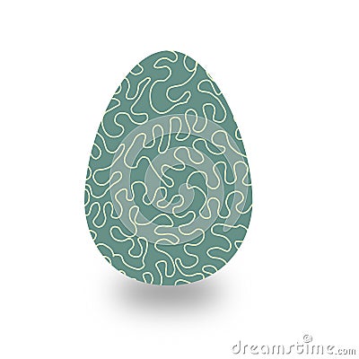 Easter egg with green wavy line pattern isolated on white background. Stock Photo