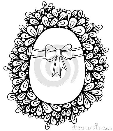 Easter egg with greeting ribbon in abstract frame Vector Illustration