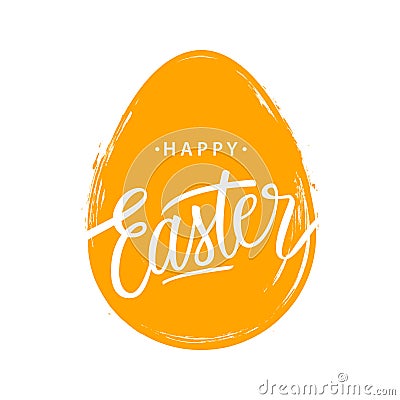 Easter egg with handwritten holiday wishes of a Happy Easter. Vector Illustration