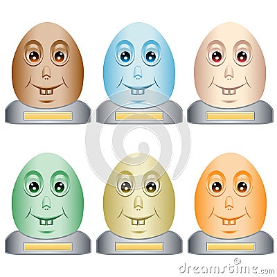Easter egg heads on a base Vector Illustration