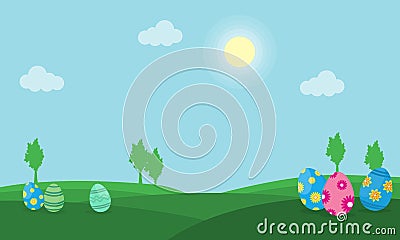 Easter egg on hill landscape vector Vector Illustration