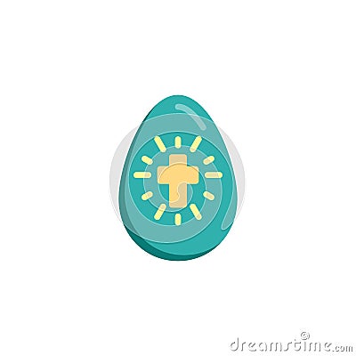 Easter egg with holy cross ornament flat icon Vector Illustration