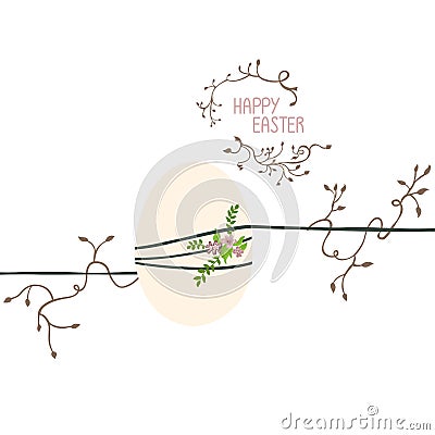 Easter egg is hung on the threads. Vector Illustration