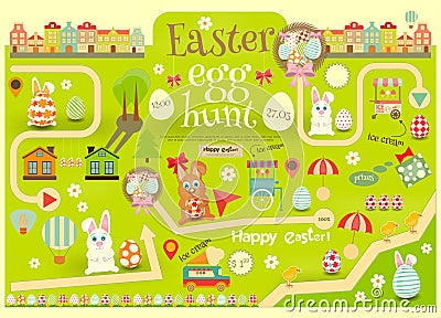 Easter egg hunt Vector Illustration