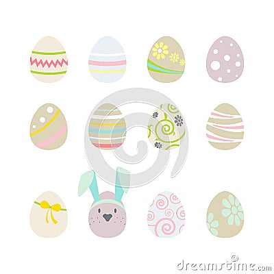 Easter egg icon set over white Cartoon Illustration