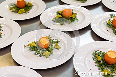 Easter egg meal restaurant kitchen Stock Photo