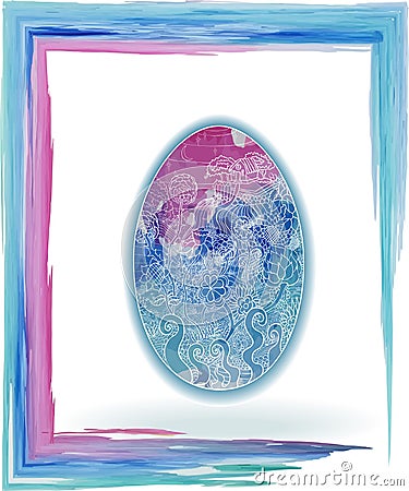 Easter egg blue night watercolor Vector Illustration