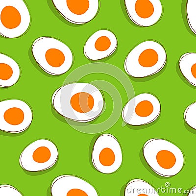 Easter egg pattern. Vector yellow eggs on green delicious spring background Vector Illustration