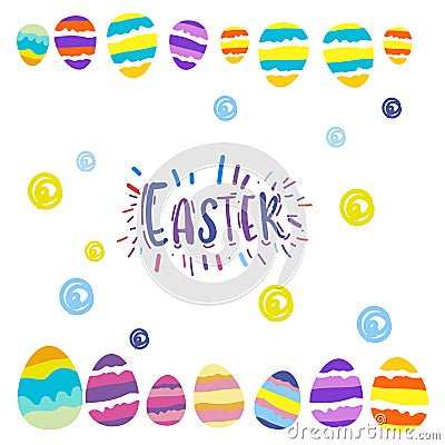 Easter eggs gift postcard greetings with easter Vector Illustration