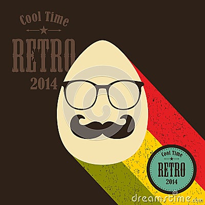 Easter egg in retro style. Vector Illustration