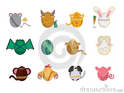 Easter Egg with Shio Symbol in Flat Design Stock Photo