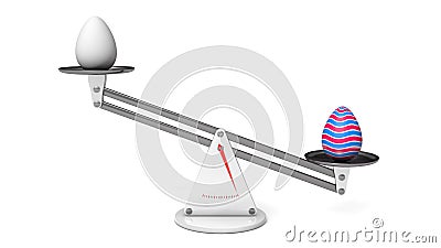 Easter egg versus normal egg Stock Photo