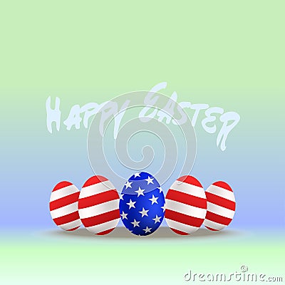 Easter eggs with the American flag. Vector illustration Cartoon Illustration