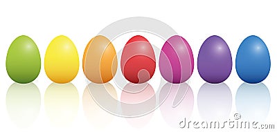 Easter Eggs Basic Colors Reflection Vector Illustration