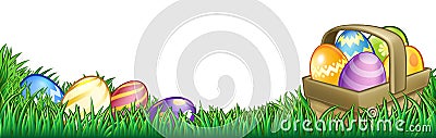 Easter Eggs Basket Background Vector Illustration