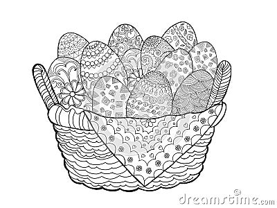 Easter eggs in basket Vector Illustration