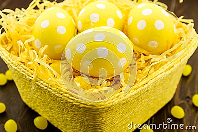 Easter Eggs and Baskets Stock Photo