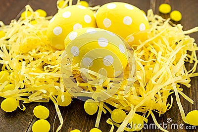 Easter Eggs and Baskets Stock Photo