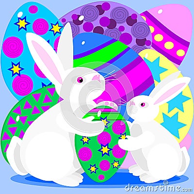 Easter eggs and bunnies Vector Illustration