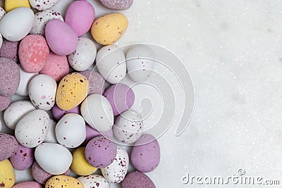 Easter eggs candy coloured with text space to right Stock Photo