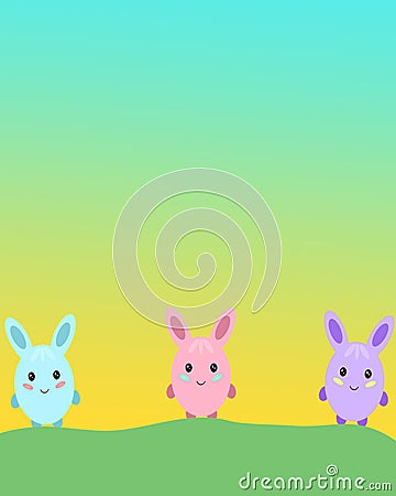 Easter eggs cartoons illustrarion. Kawaii. Stock Photo