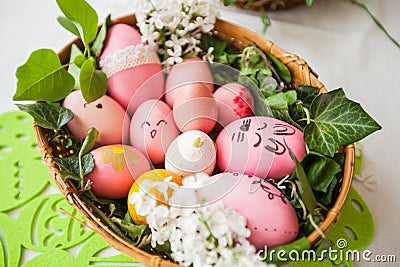 Easter eggs collection , handmade painting, Orthodox Easter Stock Photo