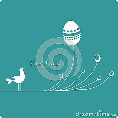 Easter eggs with cute bird Vector Illustration