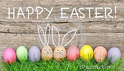 Easter eggs cute bunny. Funny decoration Happy Easter Stock Photo