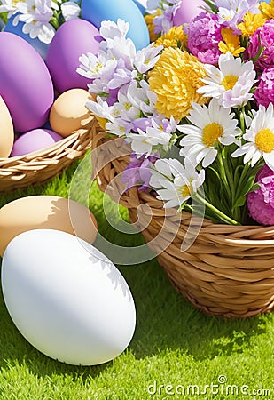 Easter eggs and decor .AI Stock Photo