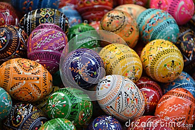 brightly colored easter eggs in Sorbian style Stock Photo