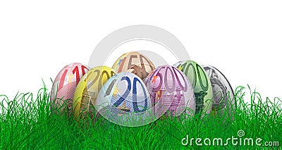 Easter eggs with euro bill textures Stock Photo