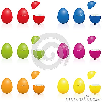 Easter Eggs Fillable Cracked Packing Vector Illustration