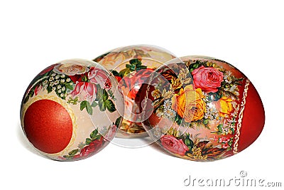 Easter eggs with floral ornament Stock Photo