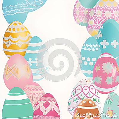 Easter eggs frame with cute geometrical and floral patterns Stock Photo