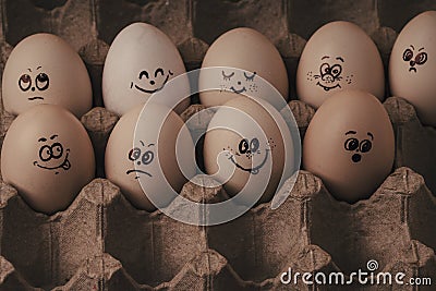 Easter eggs funny characters close up Stock Photo
