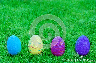 Easter eggs on the grass Stock Photo