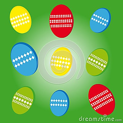 Easter eggs on green background Vector Illustration