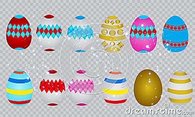 Easter eggs on the green grass. Vector Illustration