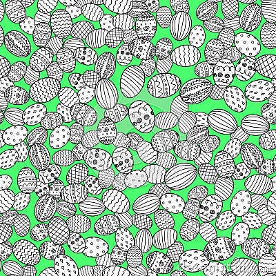 Easter eggs Hand drawn decorative elements in vector for coloring book. Colorful decorative seamless pattern Vector Illustration